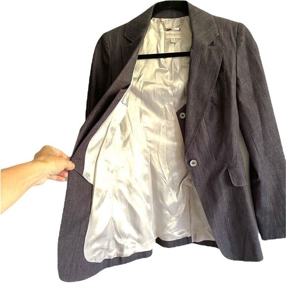 KAREN MILLEN Tailored Denim Cotton Blazer Vest Blue 4 - Picture 3 of 13